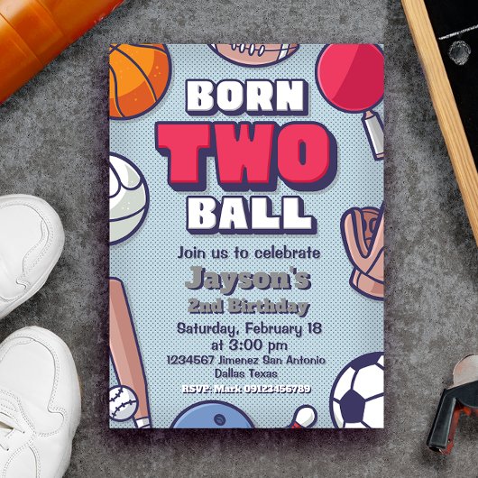 Born Two Ball - 2e verjaardag jongen Kaart