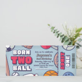 Born Two Ball - 2nd Birthday Boy Ticket Kaart (Staand voorkant)