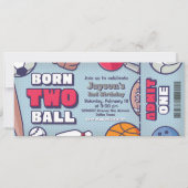 Born Two Ball - 2nd Birthday Boy Ticket Kaart (Voorkant)