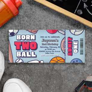 Born Two Ball - 2nd Birthday Boy Ticket Kaart