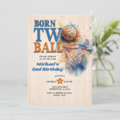 Born Two Ball Basketbal Tip Off Hoop 2e verjaardag Kaart (Staand voorkant)