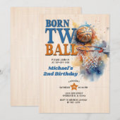 Born Two Ball Basketbal Tip Off Hoop 2e verjaardag Kaart (Voorkant / Achterkant)