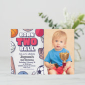 Born Two Ball Uitnodiging met Foto (Staand voorkant)