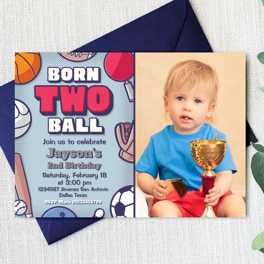 Born Two Ball Uitnodiging met Foto