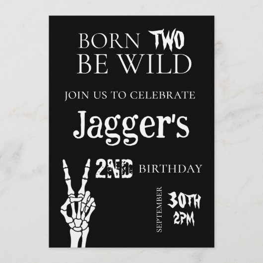 born TWO be wild. 2nd birthday invite Kaart (Voorkant)