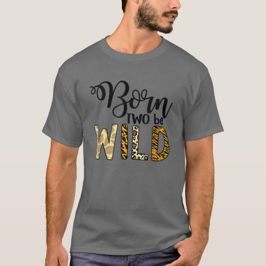 Born Two Be Wild 2Nd Birthday Zoo Animals Nature T T-shirt (Voorkant)
