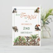 Born Two Be Wild Baby Safari Birthday Party Kaart (Staand voorkant)