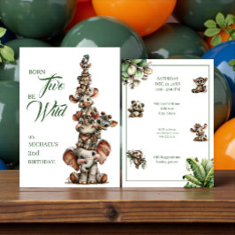 Born Two Be Wild Baby Safari Birthday Party Kaart