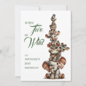 Born Two Be Wild Baby Safari Birthday Party Kaart (Voorkant)