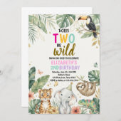 Born Two be Wild Birthday Invitation 2nd Birthday Kaart (Voorkant / Achterkant)