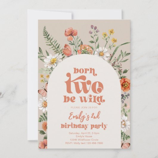 Born Two Be Wild Bloem Uitnodiging (Voorkant)