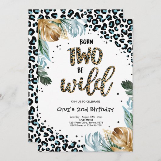 Born Two Be Wild Boy Oerwoud Luipaard Print Verjaa Kaart (Voorkant / Achterkant)