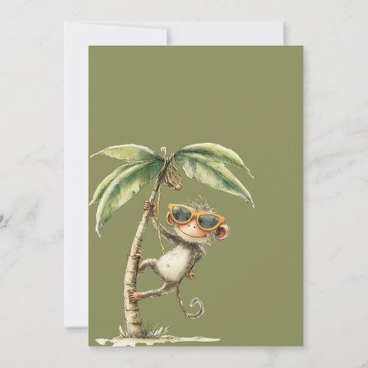 Born Two Be Wild Monkey Second Birthday Kaart (Achterkant)