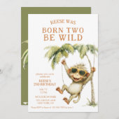 Born Two Be Wild Monkey Second Birthday Kaart (Voorkant / Achterkant)