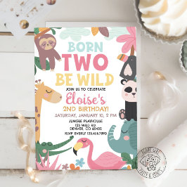 Born TWO Be Wild Pink Birthday Kaart
