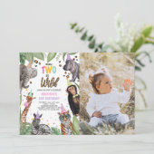 Born TWO Be Wild Safari 2e Verjaardag Foto Kaart (Staand voorkant)