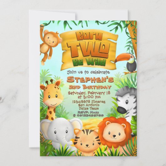 Born Two Be Wild - Safari 2e verjaardag Kaart (Voorkant)