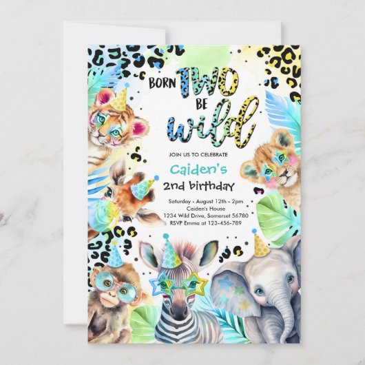 Born Two Be Wild Safari Blue Boy Luipaard Verjaard Kaart (Voorkant)