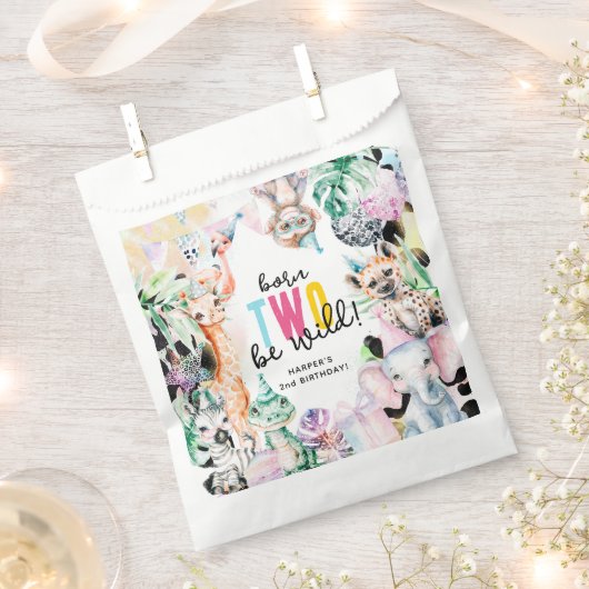 Born TWO be Wild Safari Dieren 2e Verjaardag Bedankzakje (Geknipt)