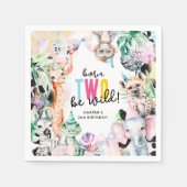 Born TWO be Wild Safari Dieren 2e Verjaardag Servet (Voorkant)