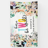 Born TWO Be Wild! Safari Dieren 2e verjaardag Spandoek (Verticaal)