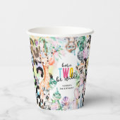 Born TWO be Wild Safari Dieren Cool 2e Verjaardag Papieren Bekers (Achterkant)