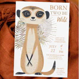Born Two Be Wild Safari Meerkat Tweede Verjaardag Kaart