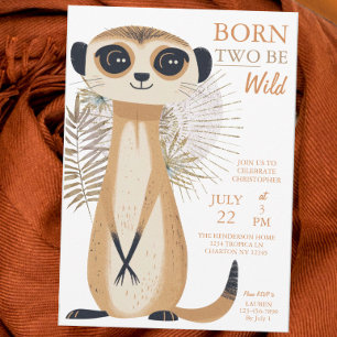 Born Two Be Wild Safari Meerkat Tweede Verjaardag Kaart