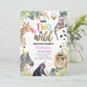 Born Two Be Wild Safari Party Dieren Verjaardag Kaart (Staand voorkant)