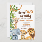 Born Two Be Wild Safari Theme Boy Tweede Verjaarda Kaart (Voorkant)