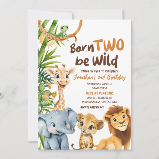 Born Two Be Wild Safari Theme Boy Tweede Verjaarda Kaart (Voorkant)