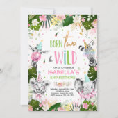 Born Two Be Wild Verjaardag Safari Dieren Partij Kaart (Voorkant)