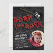 Born Two Rock - Boy Uitnodiging 2e Verjaardag (Voorkant)