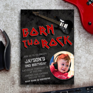 Born Two Rock - Boy Uitnodiging 2e Verjaardag