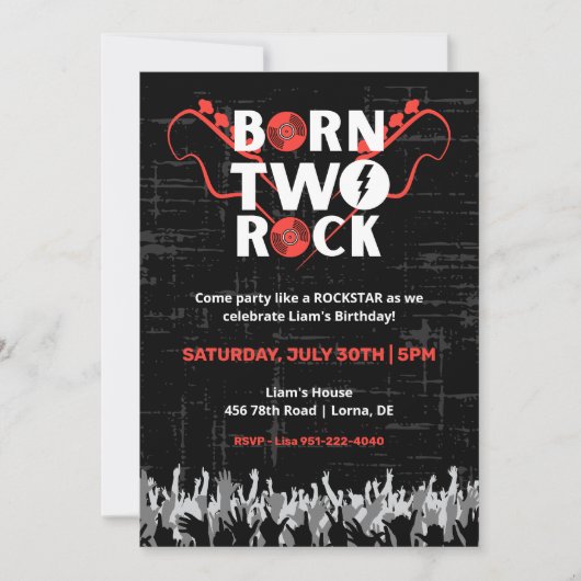 Born Two Rock Tweede verjaardag uitnodiging (Voorkant)