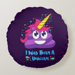 Born Unicorn Emoji Poop Rond Kussen