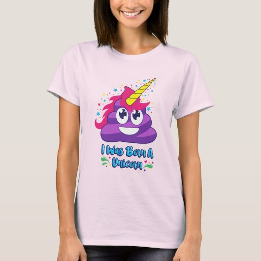 Born Unicorn Emoji Poop T-shirt (Voorkant)