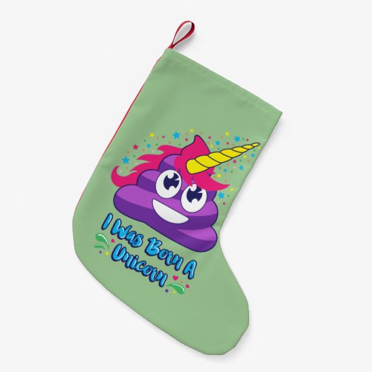 Born Unicorn Poop Emoji Kerstmis stoppen Kleine Kerstsok (Voorkant (Hangend))