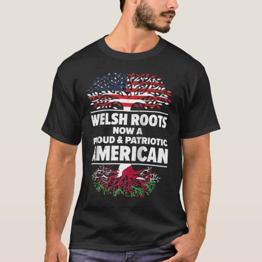 Born Welsh Wales American USA Citizenship Raglan B T-shirt (Voorkant)