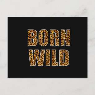 Born Wild Cheetah Tiger Lion Animal Print Leopard Aankondigingskaart