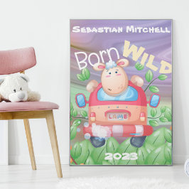 Born Wild Kids Kamerposter met naam en jaar Poster