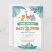 Born Wild Oerwoud Safari Baby shower Uitnodiging (Voorkant)