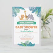 Born Wild Oerwoud Safari Baby shower Uitnodiging (Staand voorkant)