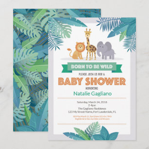 Born Wild Oerwoud Safari Baby shower Uitnodiging