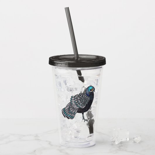 Borneaanse pauw-fazant vogelschilderij cartoon acryl drinkbeker (Voorkant ijs)