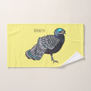 Borneaanse pauw-fazant vogelschilderij cartoon bad handdoek