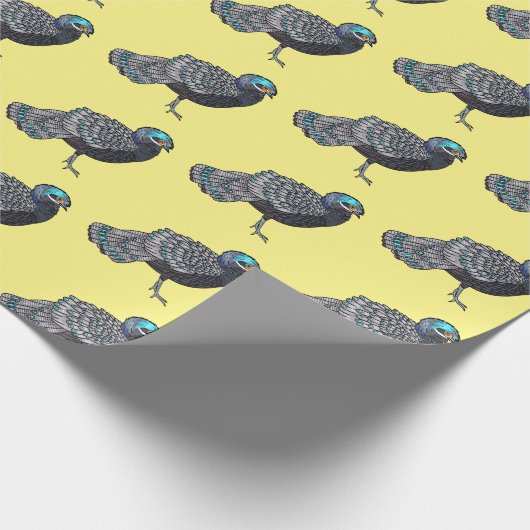 Borneaanse pauw-fazant vogelschilderij cartoon cadeaupapier (Hoek)