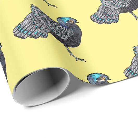 Borneaanse pauw-fazant vogelschilderij cartoon cadeaupapier (Rol Hoek)