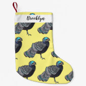 Borneaanse pauw-fazant vogelschilderij cartoon kleine kerstsok (Voorkant)