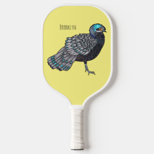Borneaanse pauw-fazant vogelschilderij cartoon pickleball paddle